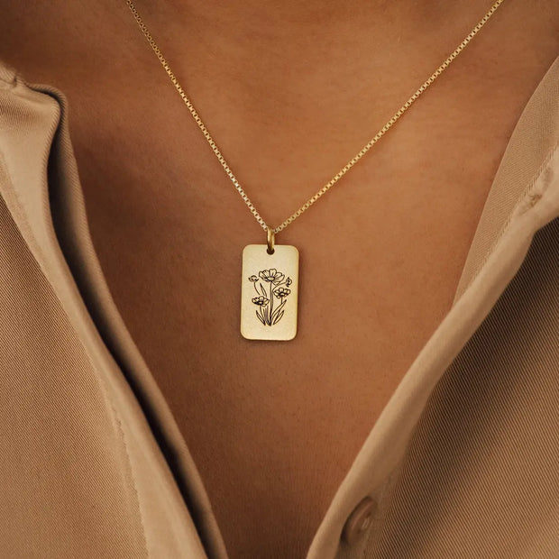 December birthday flower necklace stainless steel clavicle chain jewelry - Memoriex 