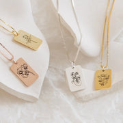 December birthday flower necklace stainless steel clavicle chain jewelry - Memoriex 