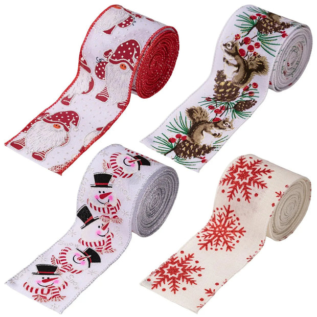 Decorative Colourful Christmas Ribbon | Tree Decoration Gift Wrapping Satin Ribbon - Memoriex