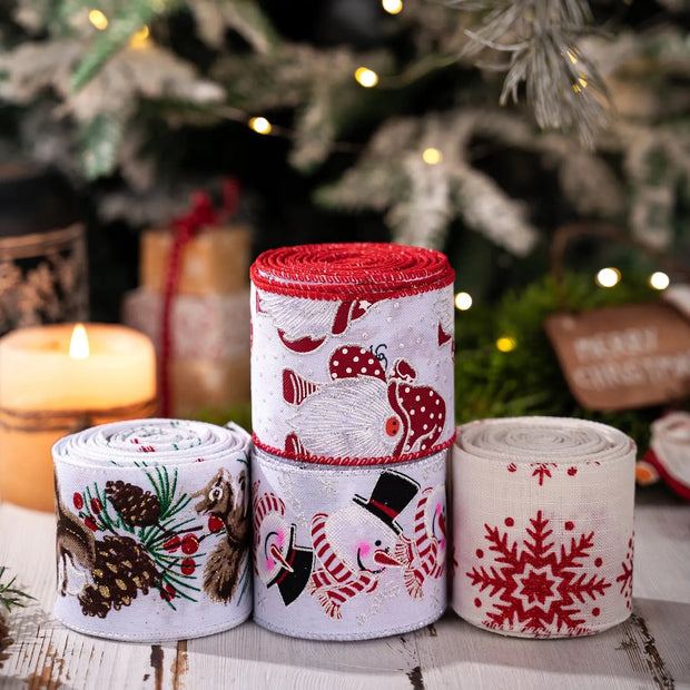 Decorative Colourful Christmas Ribbon | Tree Decoration Gift Wrapping Satin Ribbon - Memoriex