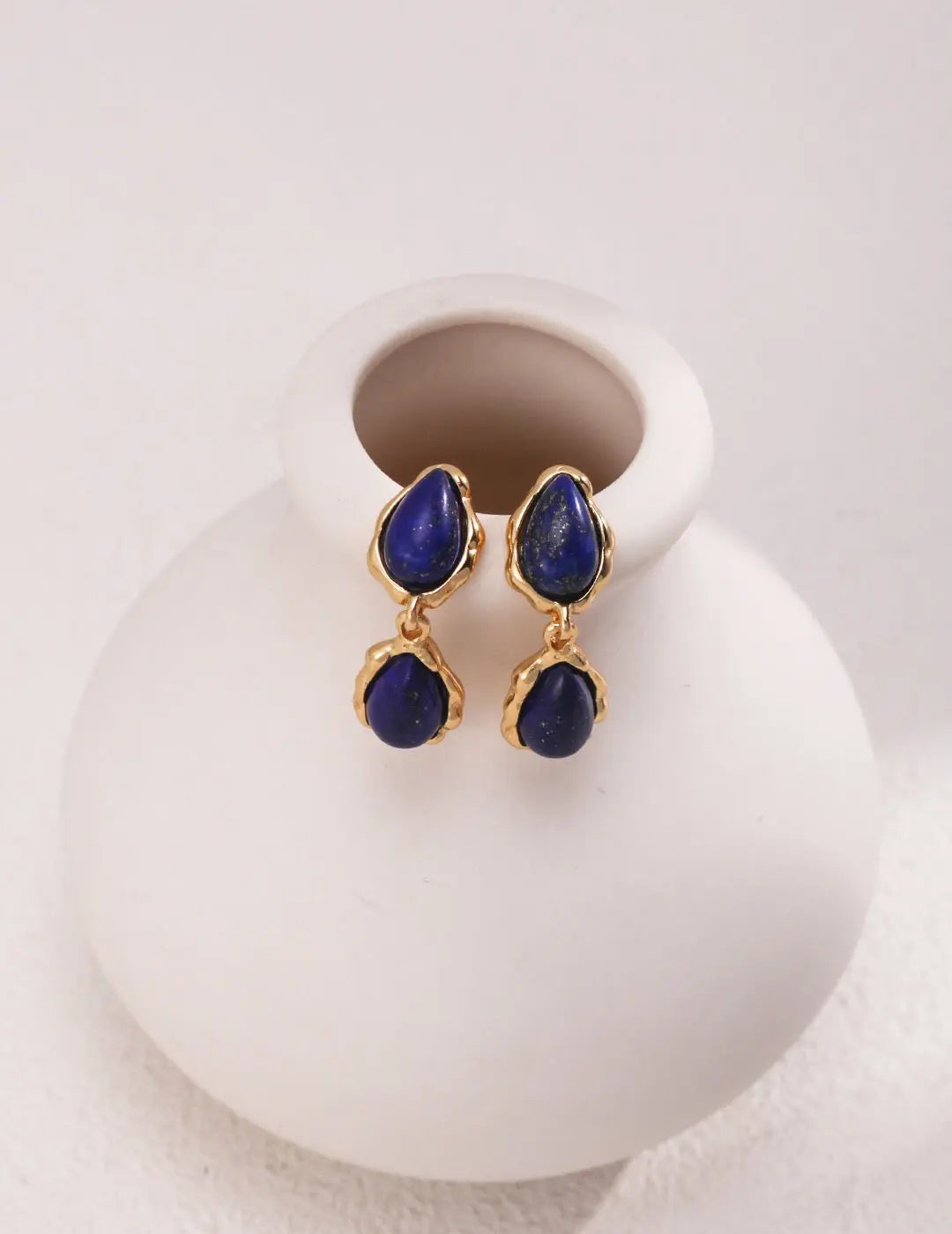 Deep Blue Lapis Drop Earrings-1