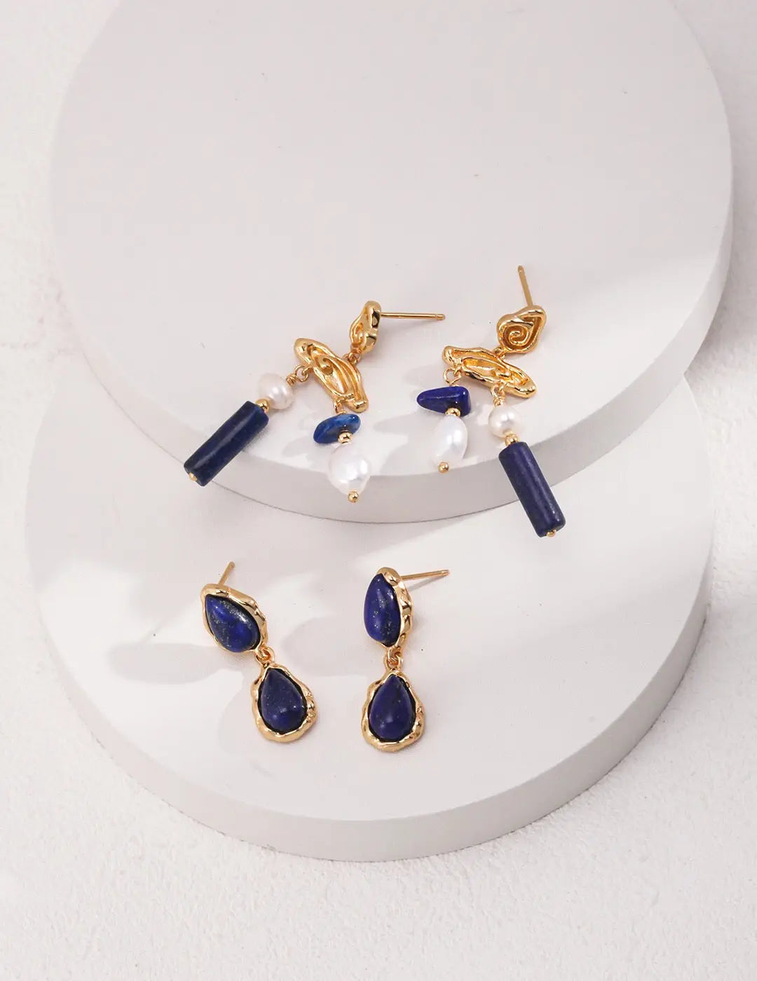 Deep Blue Lapis Drop Earrings-3