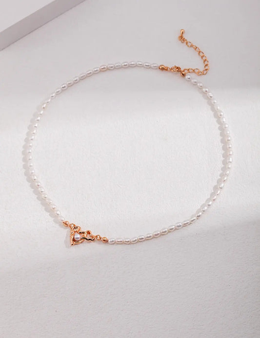 Delicate Pearl Heart Pendant Necklace - Memoriex