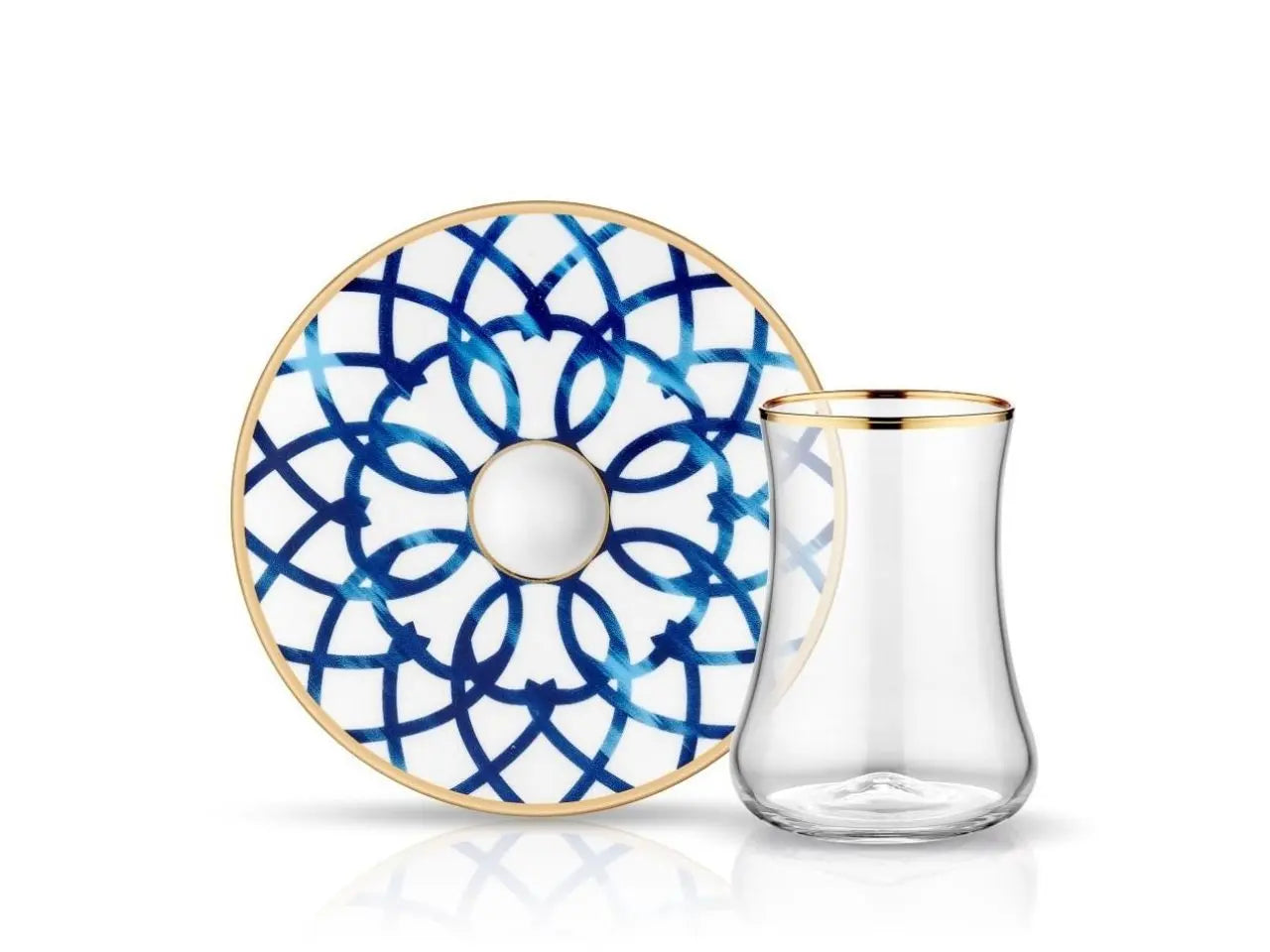 Dervish Blue Blanc Bianca Tea Glass and Saucer-0