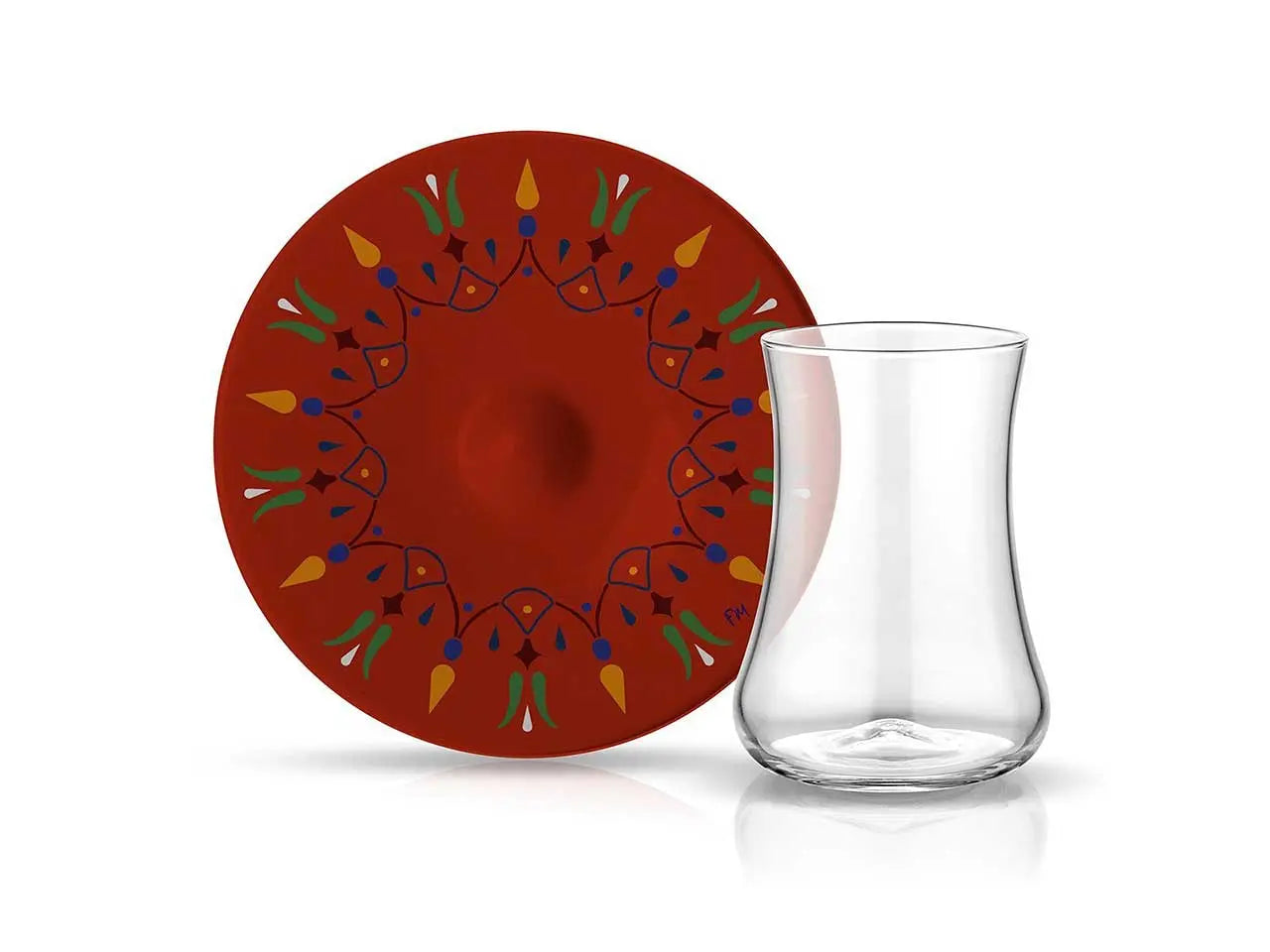 Dervish ZDA Roma Tea Glass and Saucer - Red-0