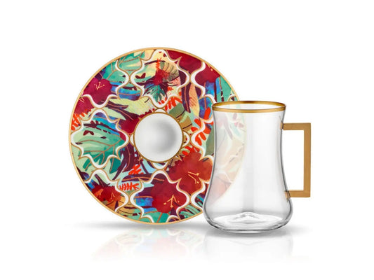 Dervish with Handle Amazon Tropic Tea Glass and Saucer-0