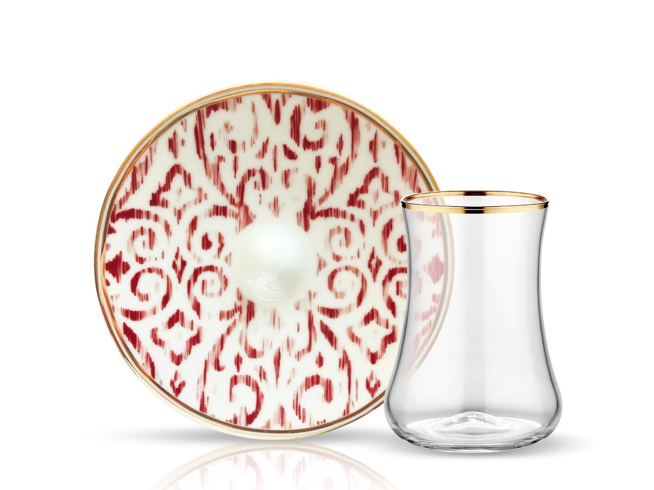 Dervish Nomad Red Tea Glass and Saucer-0