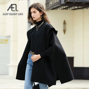 Design Sense Woollen Poncho Coat | For Street Photography New Hooded Short Coat For Women - Memoriex 
