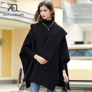Design Sense Woollen Poncho Coat | For Street Photography New Hooded Short Coat For Women - Memoriex 