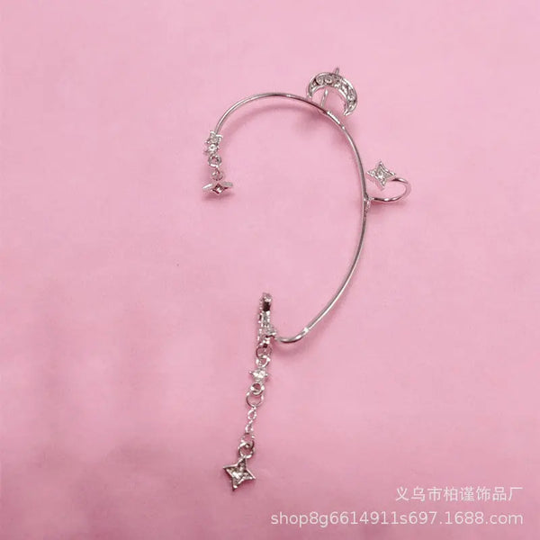 Diamond Four Awn Star Moon XINGX No Piercing Ear Hooks - Memoriex 