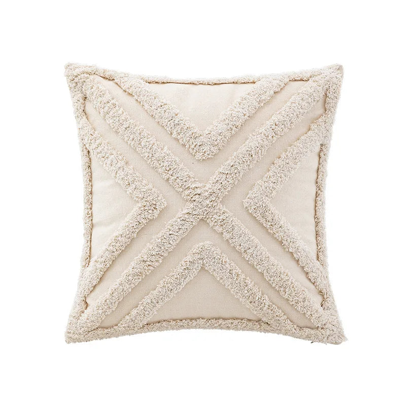 Tasseled Tufted Cushion Cover Natural-1