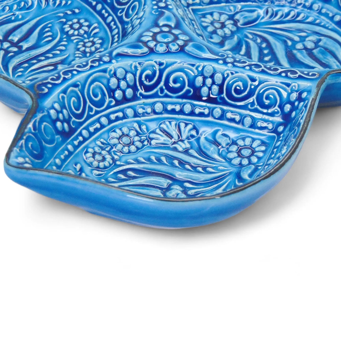 Divided Servings 3-in-1 Snack&Dip Bowl, Leaves, Blue-1