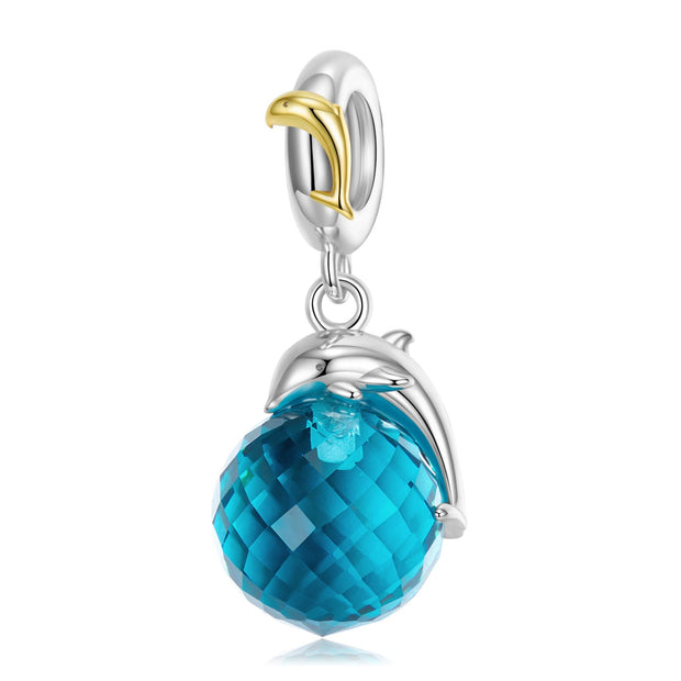 Dolphin Love S925 Sterling Silver Pendant Valentine's Day Necklace Bracelet DIY Beaded Silver Accessories - Memoriex 