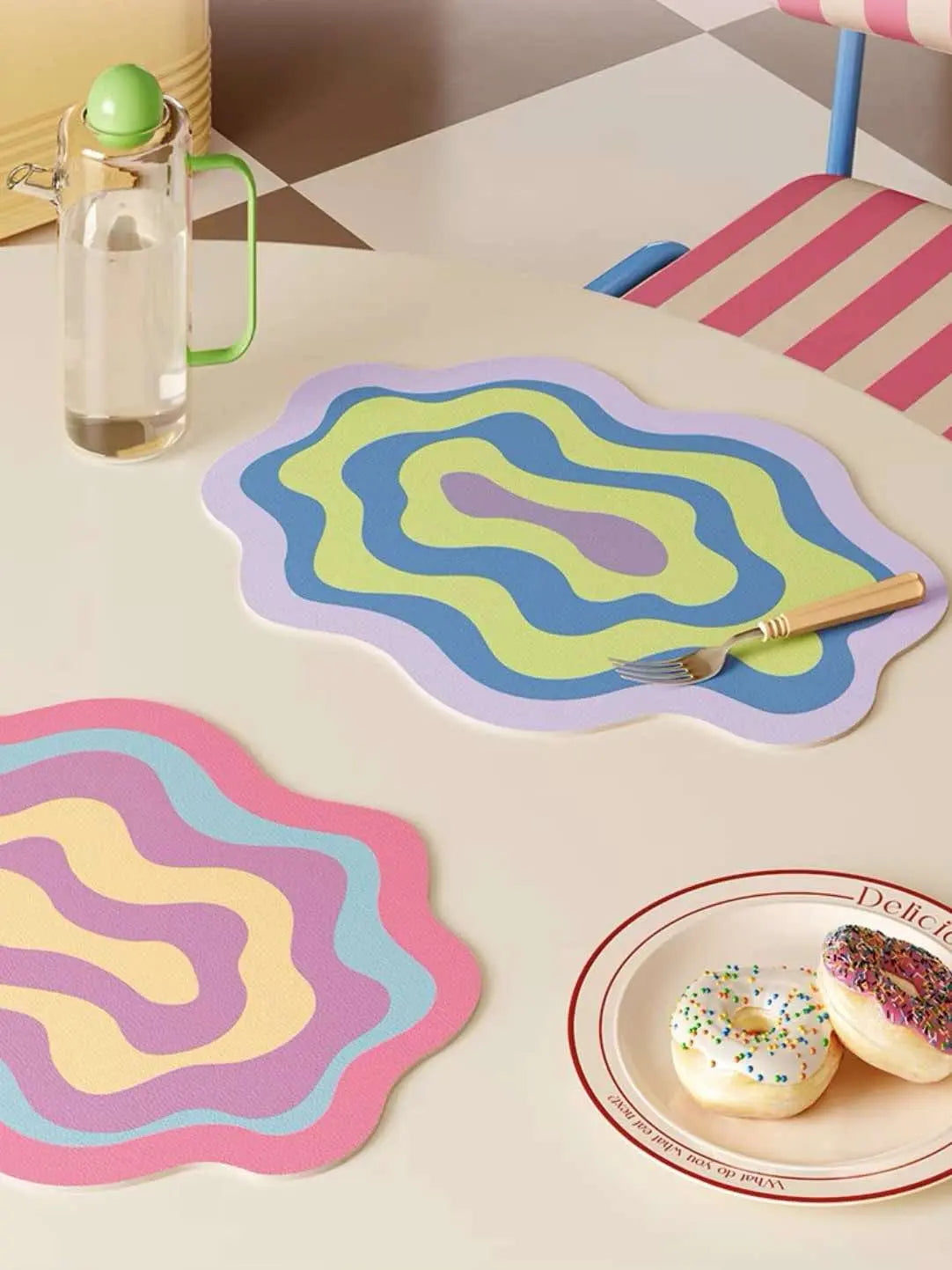 Dopamine Ripple Placemat Set of 4 Pcs for Whimsical Table Setting - Memoriex 