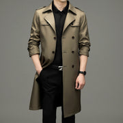 Double Breasted Men's Long Trench Coat Business Casual Lengthened - Memoriex 