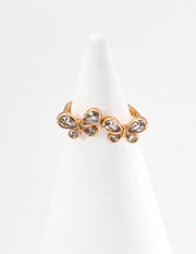 Double Butterfly with Zircon Crystals Ring-1