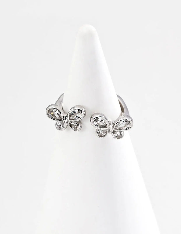 Double Butterfly with Zircon Crystals Ring-2