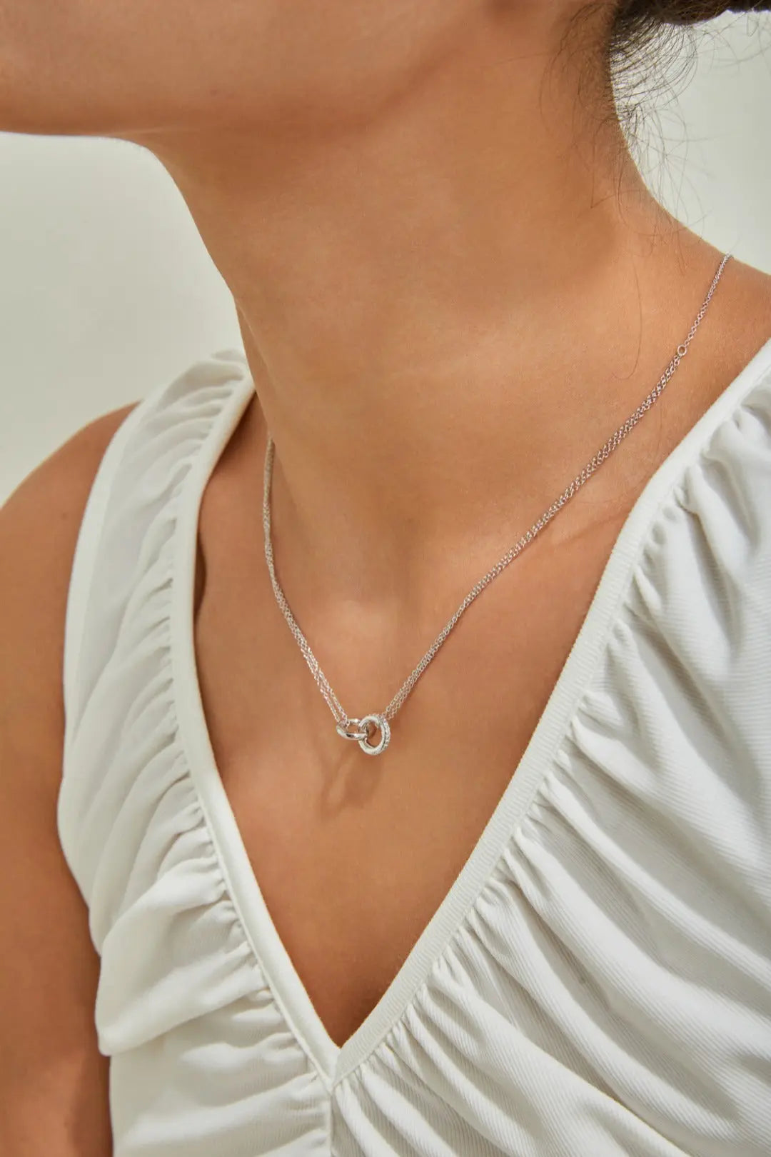 Double Circle Zircon Necklace - Memoriex 