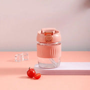 Double Drinking Coffee Cup Glass Water Cup Ins Straw Glass Simple Convenient Carry Straw Tea Cup - Memoriex 