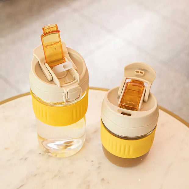 Double Drinking Coffee Cup Glass Water Cup Ins Straw Glass Simple Convenient Carry Straw Tea Cup - Memoriex 