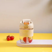 Double Drinking Coffee Cup Glass Water Cup Ins Straw Glass Simple Convenient Carry Straw Tea Cup - Memoriex 