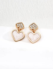 Double Heart Enamel & Zircon Earrings-1