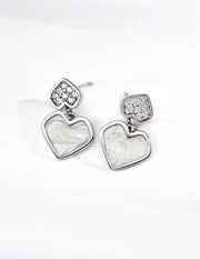 Double Heart Enamel & Zircon Earrings-2