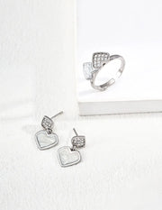 Double Heart Enamel & Zircon Earrings-3