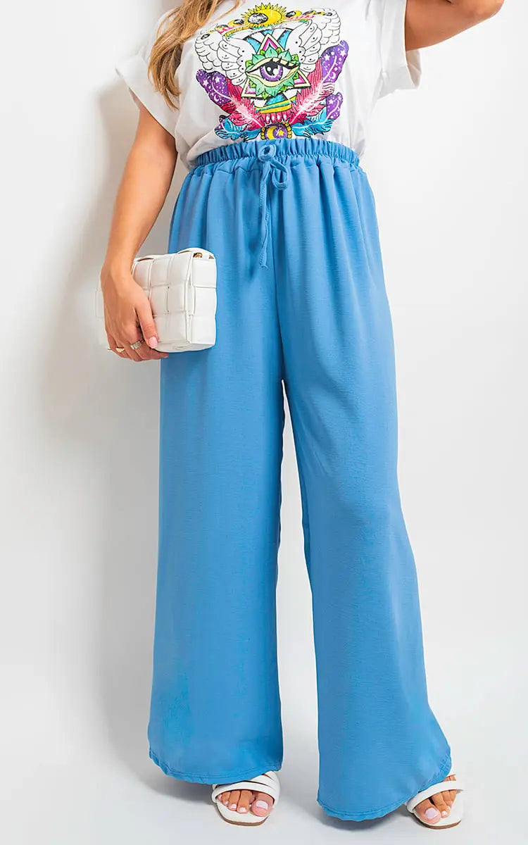 Drawstring Gathered Waist Wide Leg Trouser-1