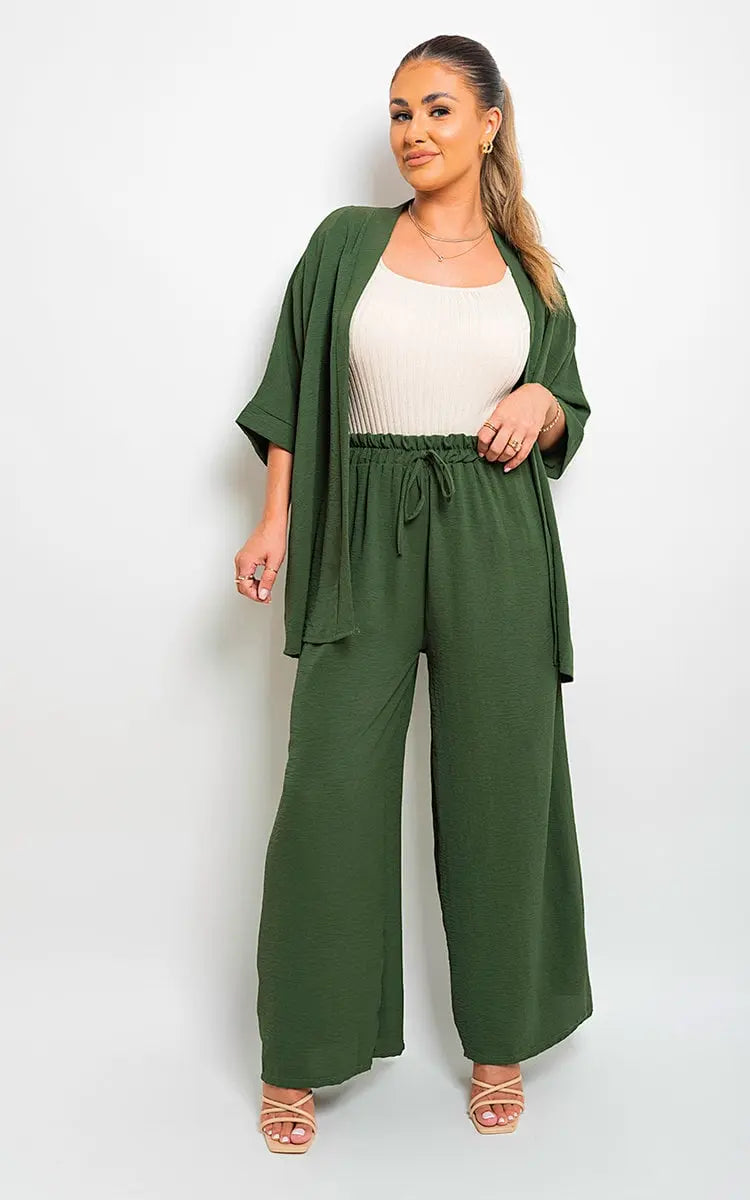 Drawstring Gathered Waist Wide Leg Trouser-4