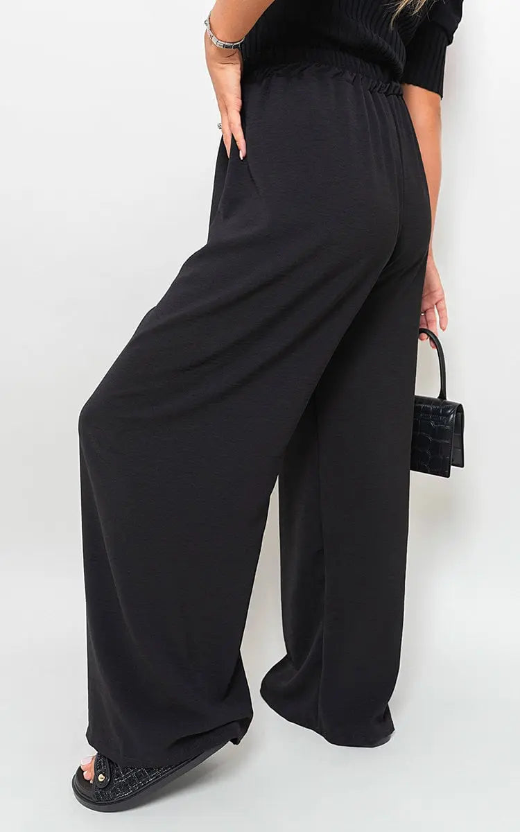 Drawstring Gathered Waist Wide Leg Trouser-8