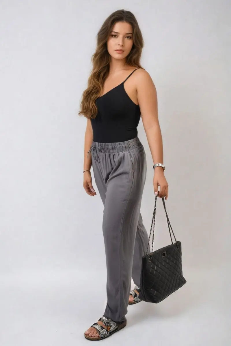 Drawstring High Waist Trouser with Side Pockets-6