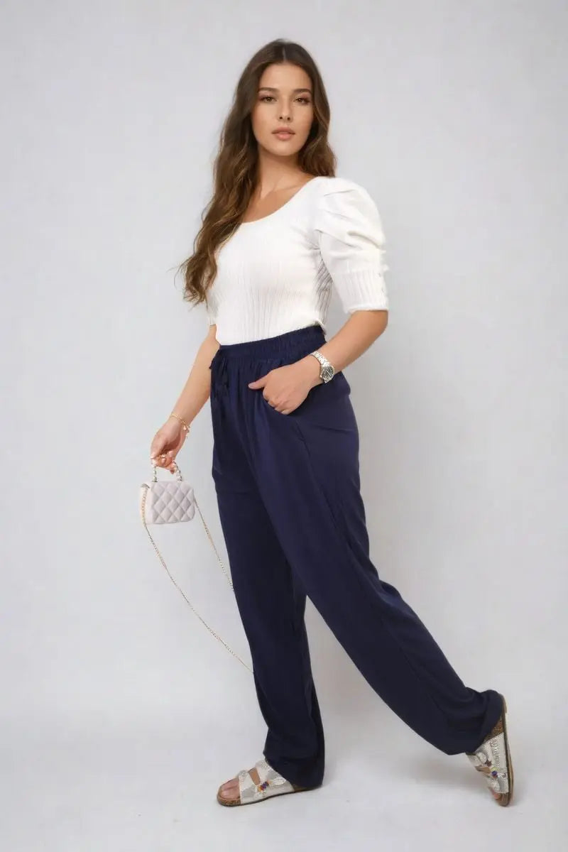 Drawstring High Waist Trouser with Side Pockets-9