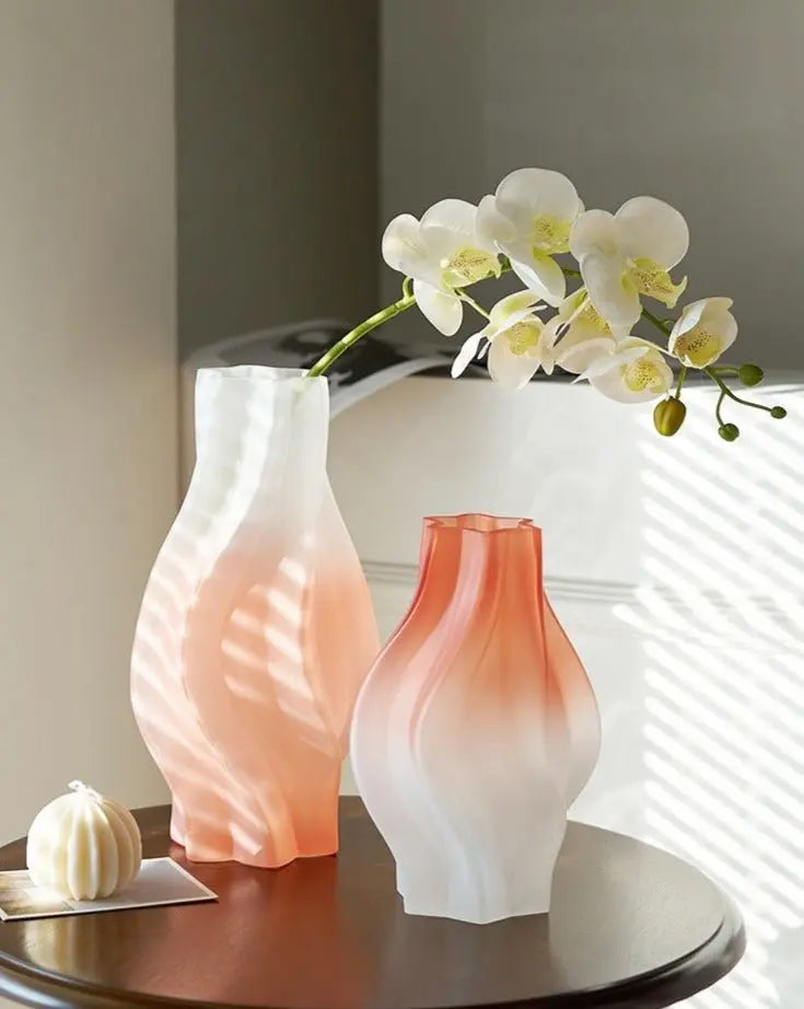 Dreamy Gradient Wavy Vase - Handcrafted Decorative Glass Vase for Contemporary Home-0