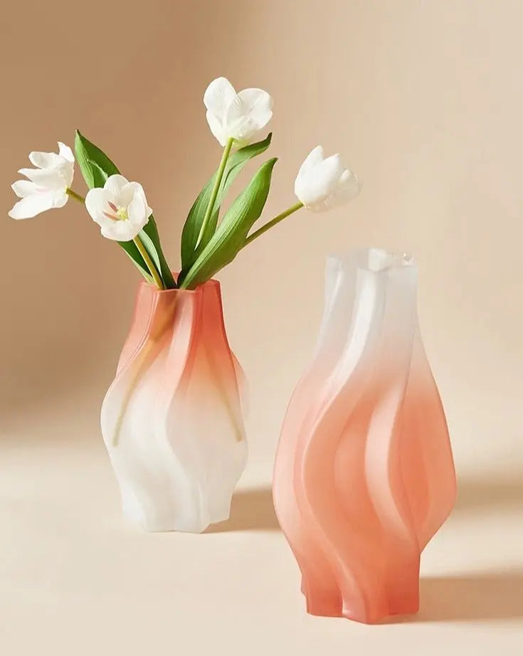 Dreamy Gradient Wavy Vase - Handcrafted Decorative Glass Vase for Contemporary Home-4