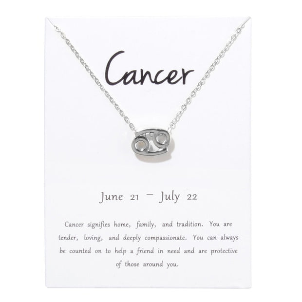 Birthday Gifts 12 Constellation Zodiac Pendant Necklace With White Card - Memoriex