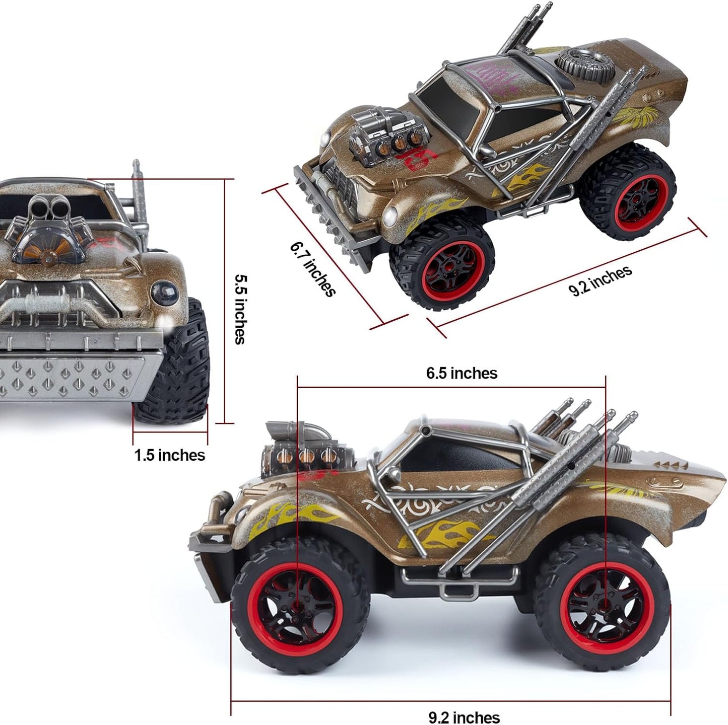 Wasteland Style 1:14 Scale 2.4GHz Model Racing Remote Control Car Hobby Electric RC Car Toys for Boys and Adults (Golden) - Memoriex 