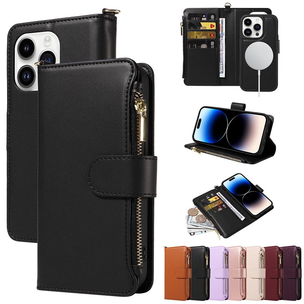 Apple 15 phone case flip wireless charging iPhone 14 phone leather case wallet style phone protection case