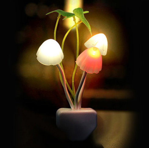 Mushroom Fungus Night Light  Sensor 220V 3 LED Colorful Mushroom Lamp Led Night Lights