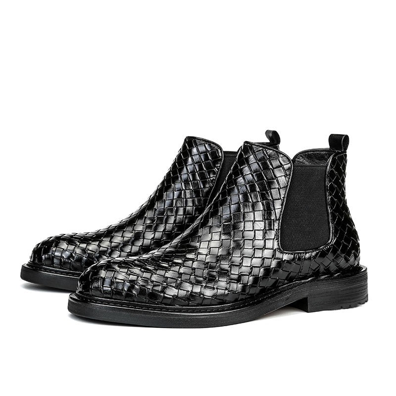 Men's woven pattern short boots - Memoriex 