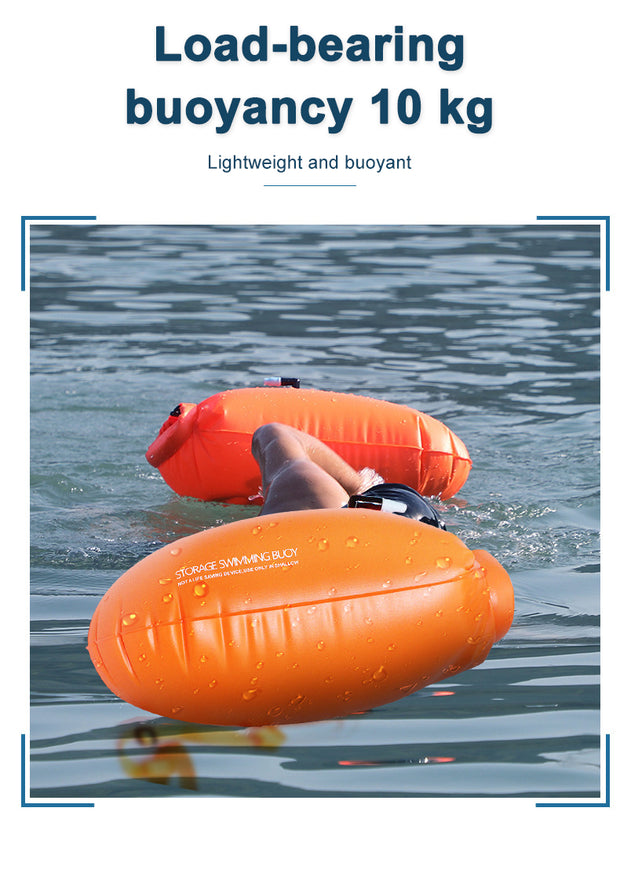 PVC  Inflatables Storage Swim Buoys Dry Bag Orange Floating Safety Swimming Buoy - Memoriex