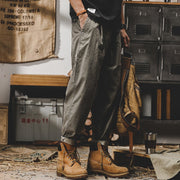 American retro work pants, men's autumn loose fitting straight tube trendy A-Mei khaki casual pants - Memoriex