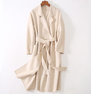 Wool coat | Water ripple double-sided cashmere coat high-end bathrobe - Memoriex