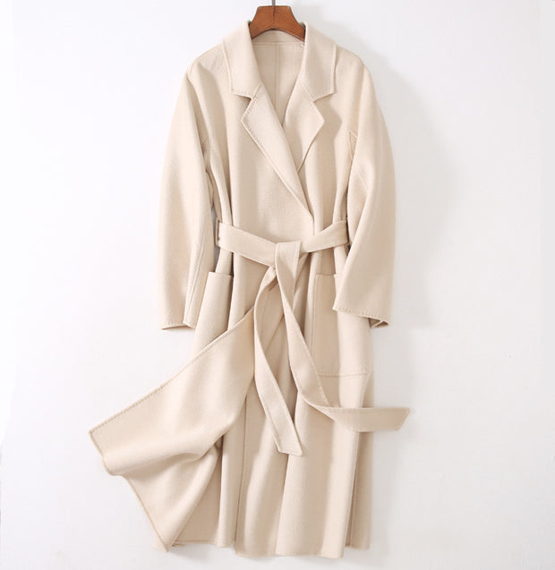 Wool coat | Water ripple double-sided cashmere coat high-end bathrobe - Memoriex