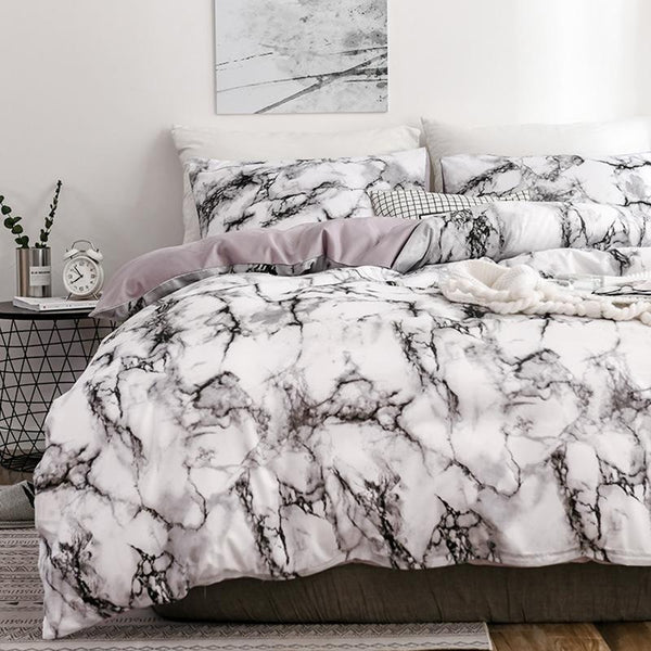 Marble Print Duvet Cover Set with Pillowcases, Modern Luxury Bedding,...