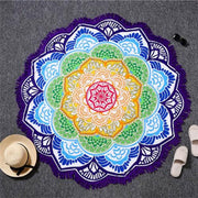 Tassel Indian Toalla Mandala Tapestry Beach Towel Sunblock Round Bikini Cover-Up Blanket Lotus Bohemian Yoga Mat - Memoriex