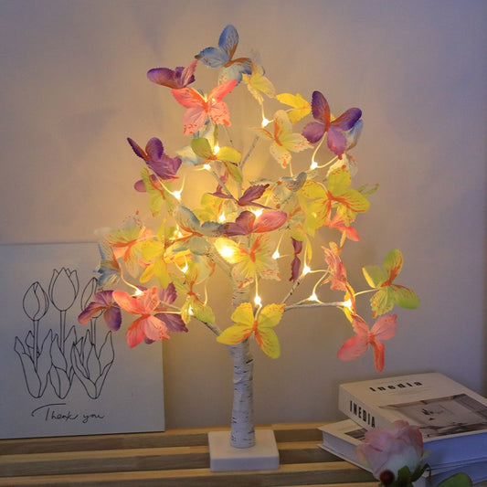 Fashion Colorful LED Rose Flower Tree Table Lamp For Holiday Party Wedding Xmas Gift Hotel Room Decor Night Light