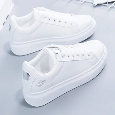 Women Casual Shoes New Spring Fashion Embroidered White Breathable Flower Lace-Up Sneakers White Tenis Feminino Flat  Zapatillas - Memoriex 