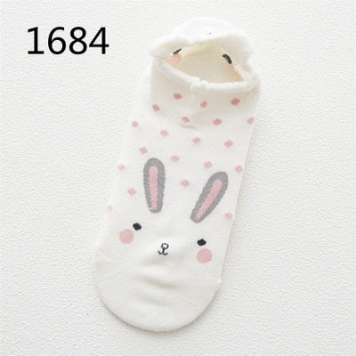 Cute Animal Cotton Socks Female Kawaii Cat With Dog Summer Short Socks Slippers Women Casual Soft Funny Boat Socks - Memoriex 