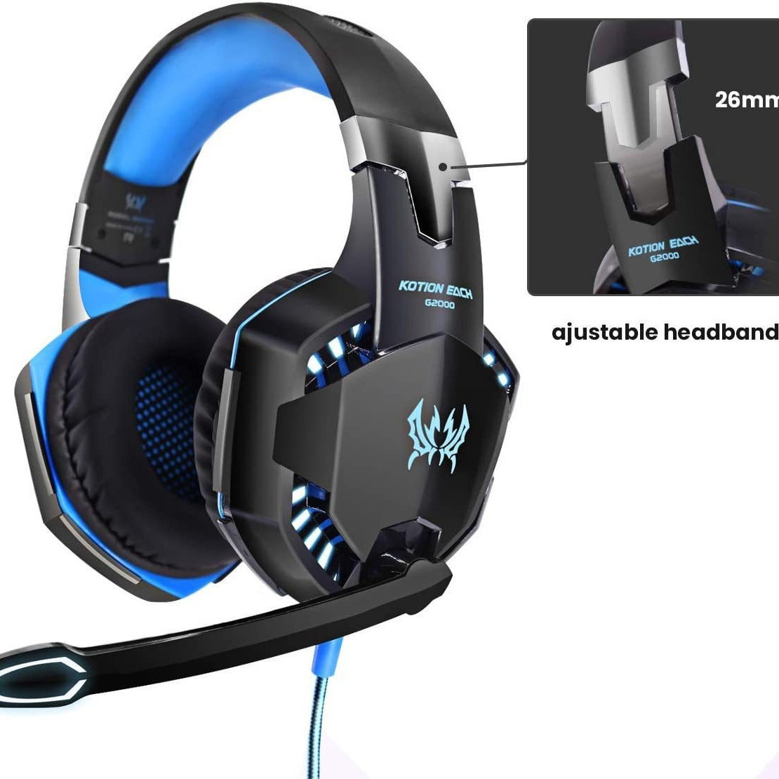 G2000 Head Mounted Gaming Earphones with Wired Illumination Heavy Bass Earphones Computer Esports PS4 Earphones